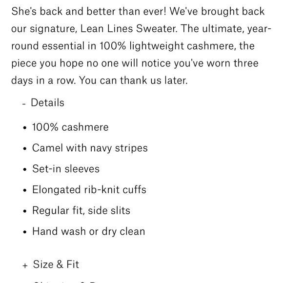 La Ligne Lean Lines Cashmere Sweater. Camel/Navy. M. EUC - Picture 6 of 10